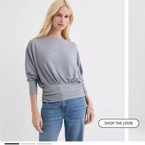 Loft Ruched waist boatneck sweater NWT